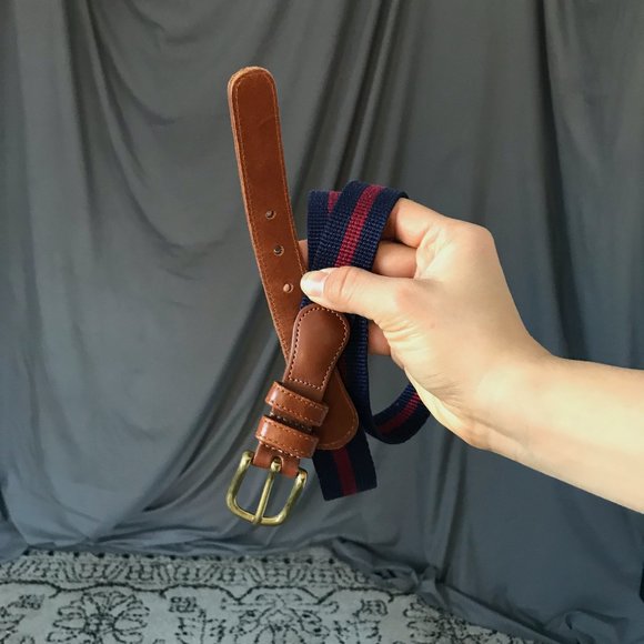 Vintage coach linen leather belt blue Medium large - Picture 2 of 7